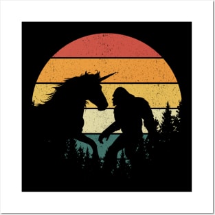 Bigfoot Walking Unicorn Posters and Art